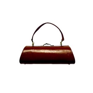 Far Nine Vintage Brass & Brown Leather Clutch